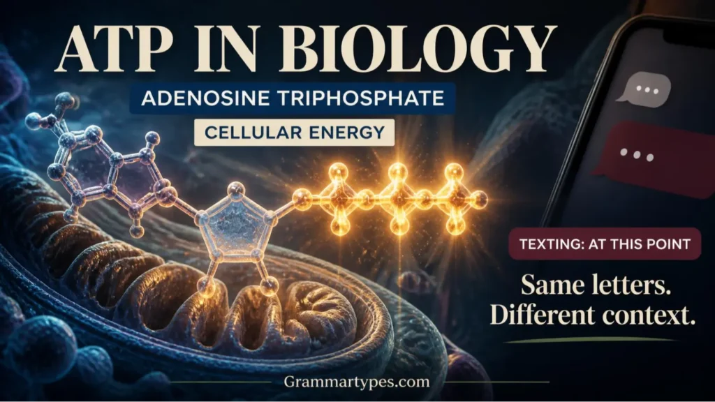 ATP in biology means adenosine triphosphate