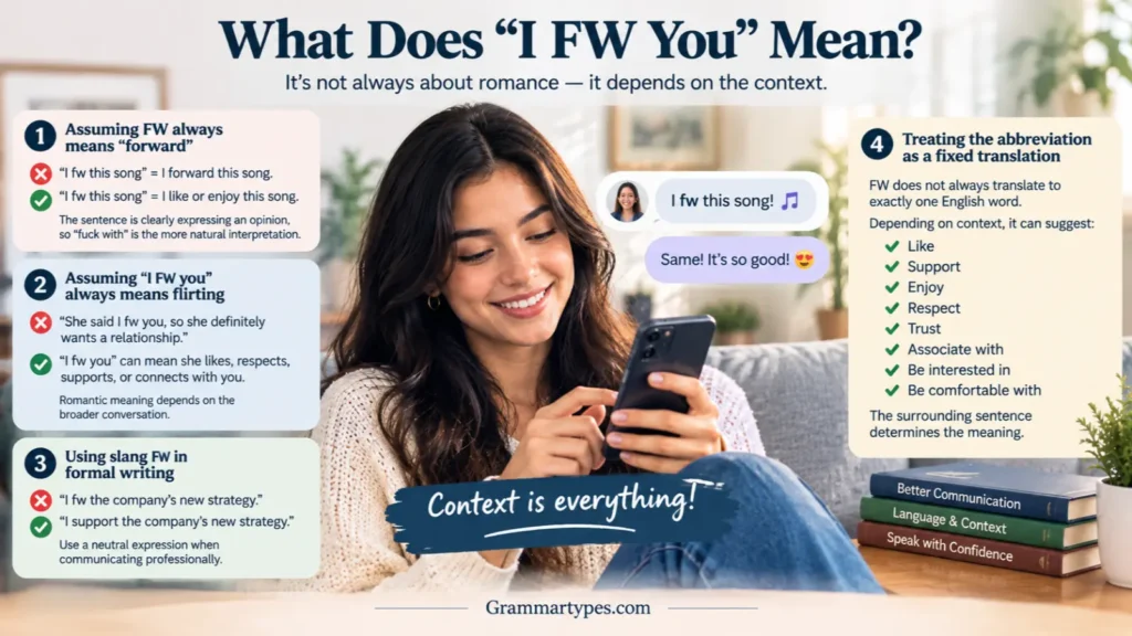 Common mistakes when interpreting FW in texting and slang