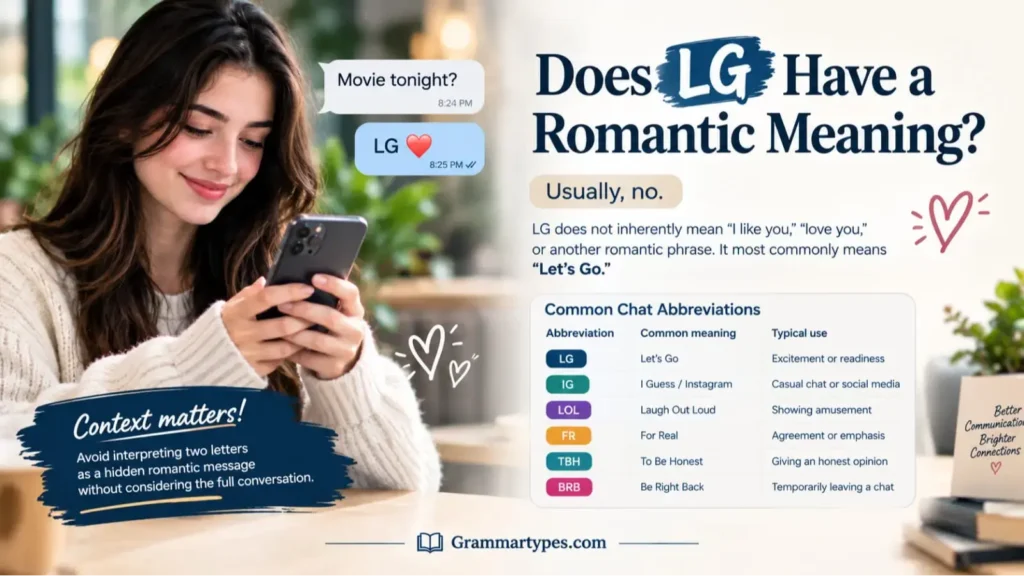 LG meaning in a romantic text conversation and whether LG has a romantic meaning