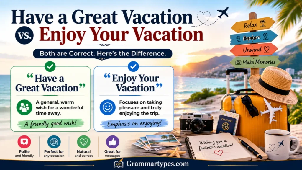 Have a Great Vacation vs Enjoy Your Vacation