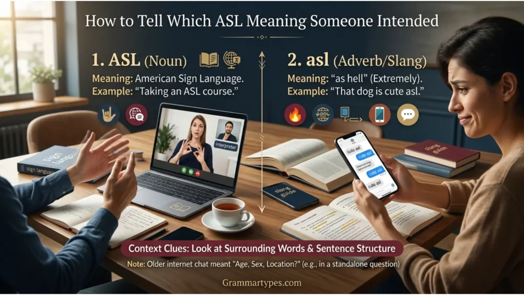 How to tell which ASL meaning someone intended in a text