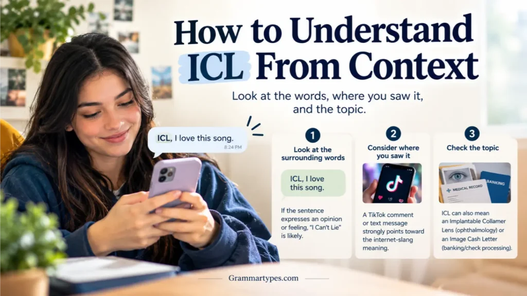 How to understand ICL meaning from context clues in online conversations