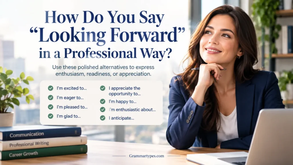How to say looking forward in a professional way with formal alternatives
