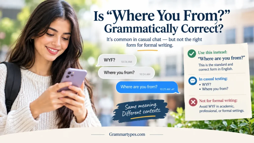 Is “Where You From” grammatically correct Formal vs. casual English