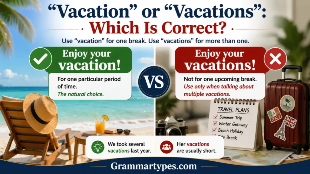 Vacation or Vacations Which Is Correct