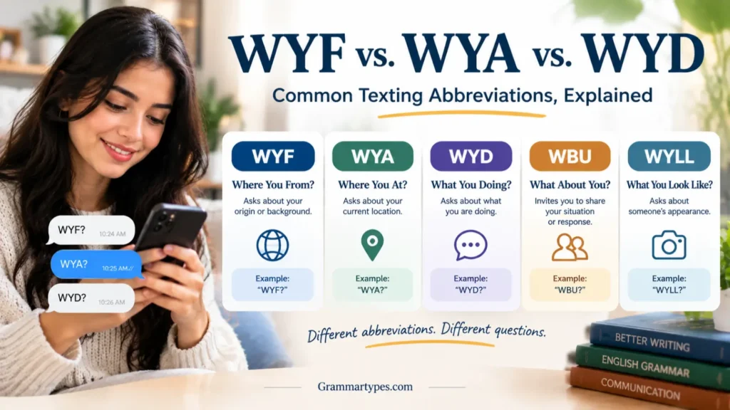 WYF vs. WYA vs. WYD texting abbreviations explained with meanings and examples