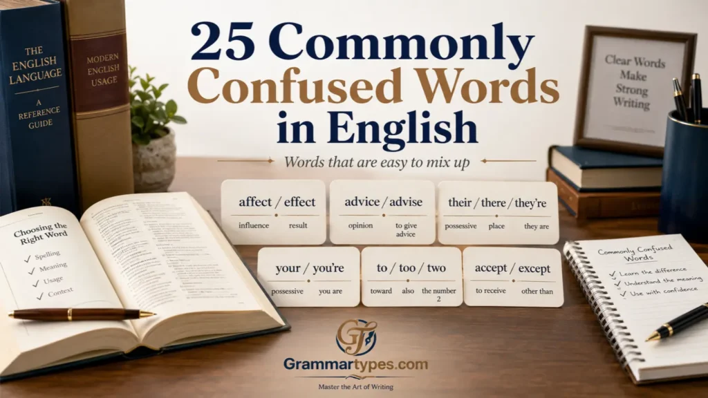 Commonly Confused Words in English – 25 Word Pairs, Meanings and Usage