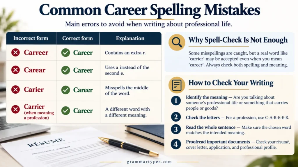 Common career spelling mistakes and correct spelling of career