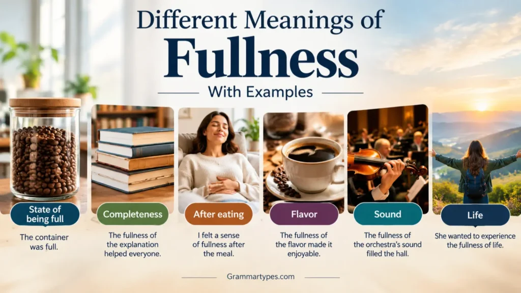 Different meanings of fullness with examples