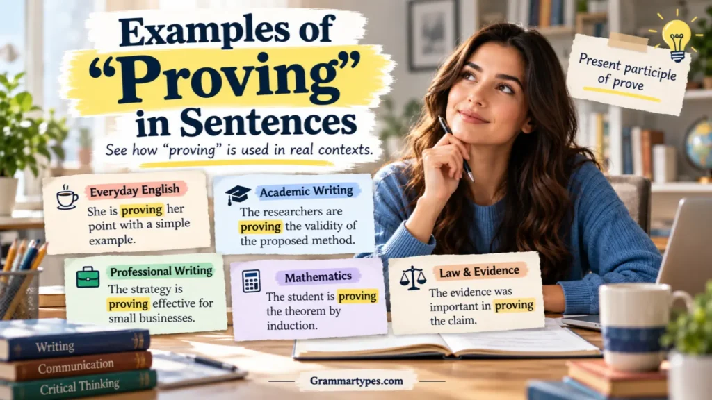 Examples of proving used in sentences