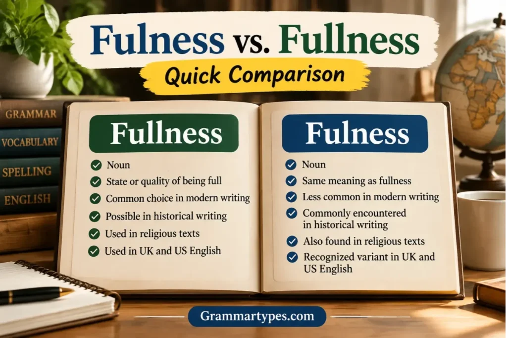 Fulness vs. Fullness spelling comparison in English