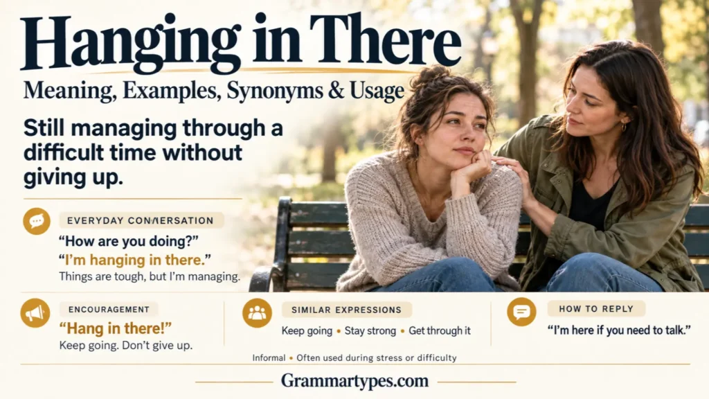 Hanging in There Meaning: Definition, Uses & Examples