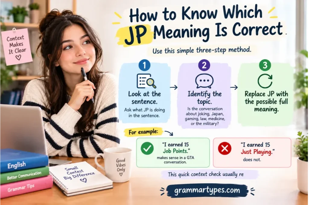 How to identify the correct meaning of JP in context