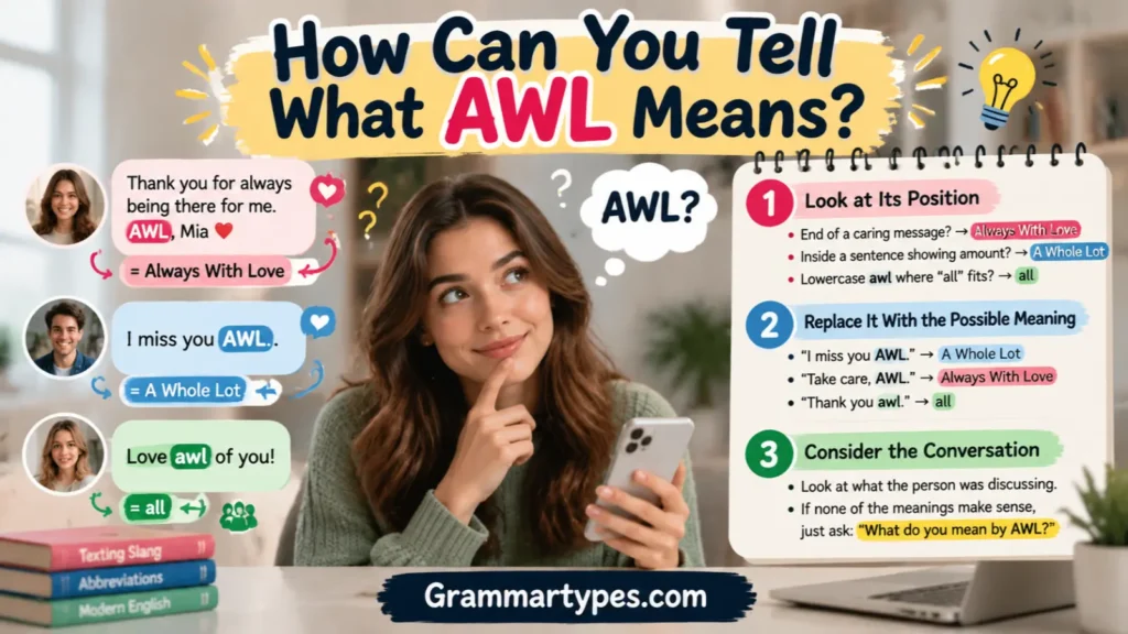 How to tell what AWL means in text