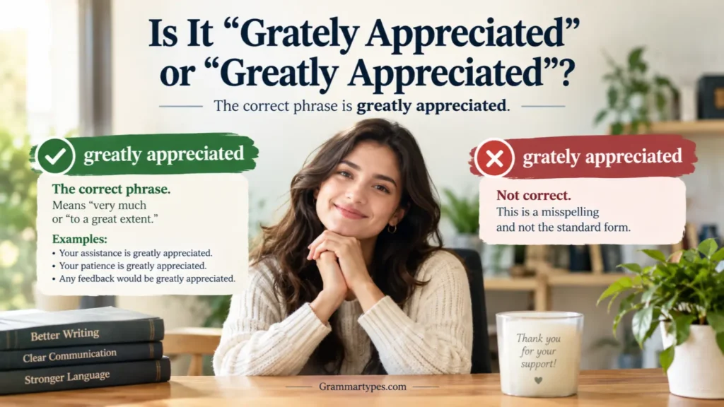 Greatly appreciated vs grately appreciated spelling comparison