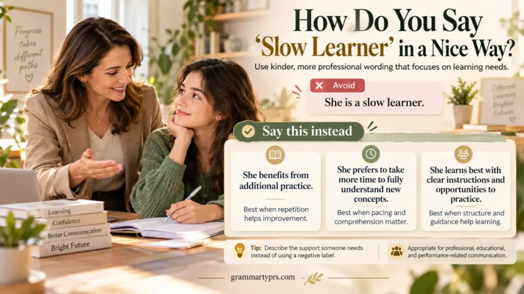 Polite and positive ways to say slow learner