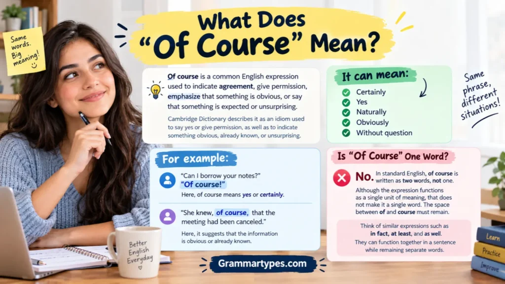 Of Course or Ofcourse Correct Spelling and Usage