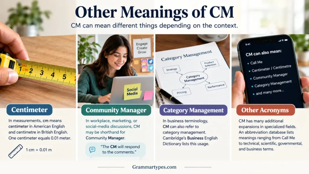 Other meanings of CM in different contexts