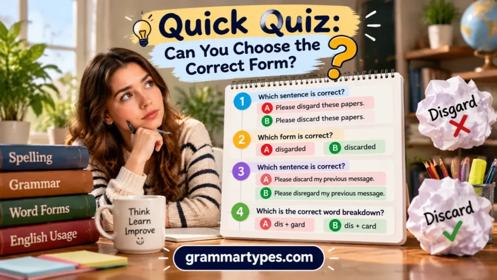 Quick quiz on choosing the correct spelling of discard or disgard