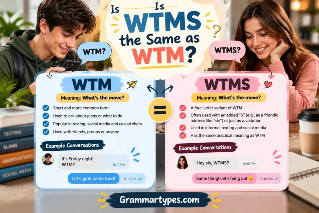Is WTMS the same as WTM, comparing the meanings of both slang abbreviations
