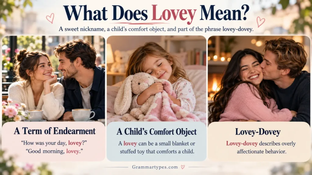 Lovey meaning as an affectionate nickname and a baby's comfort toy