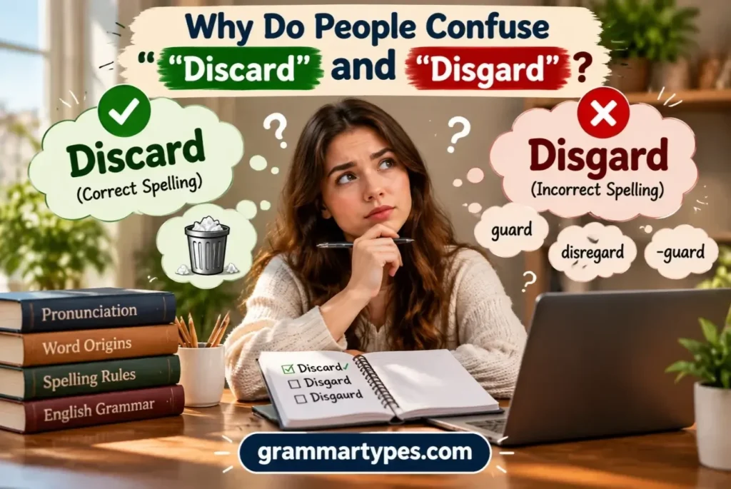 Why people confuse discard with disgard spelling