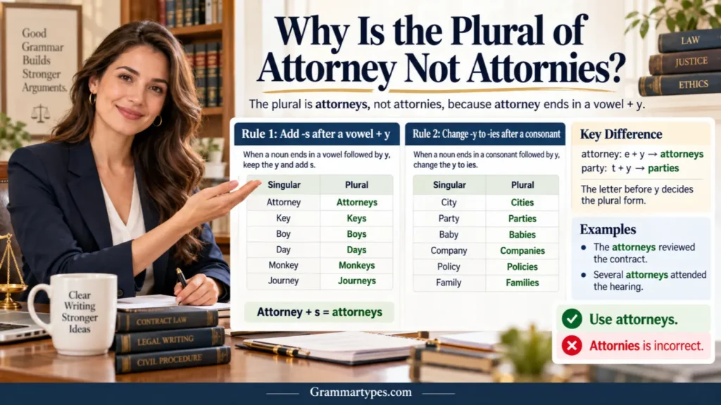 Why the plural of attorney is attorneys, not attornies